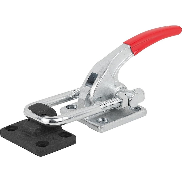 Latch-Action Clamp L1=28, 4 Steel, With Fixed Jaw, Comp:Red
